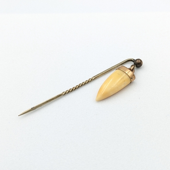 Antique Victorian 1800s British Raj Hunting Trophy Tooth Stick Pin Brooch - Picture 5 of 10